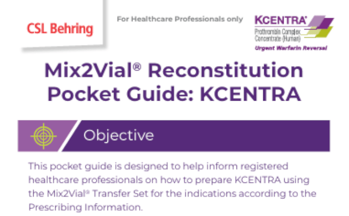 KCENTRA Mix2 Handheld resource